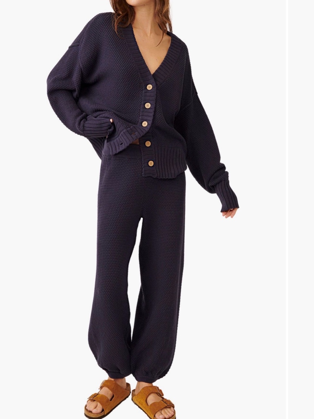 Free People Hailee Waffle Stitch Cardigan & Pants